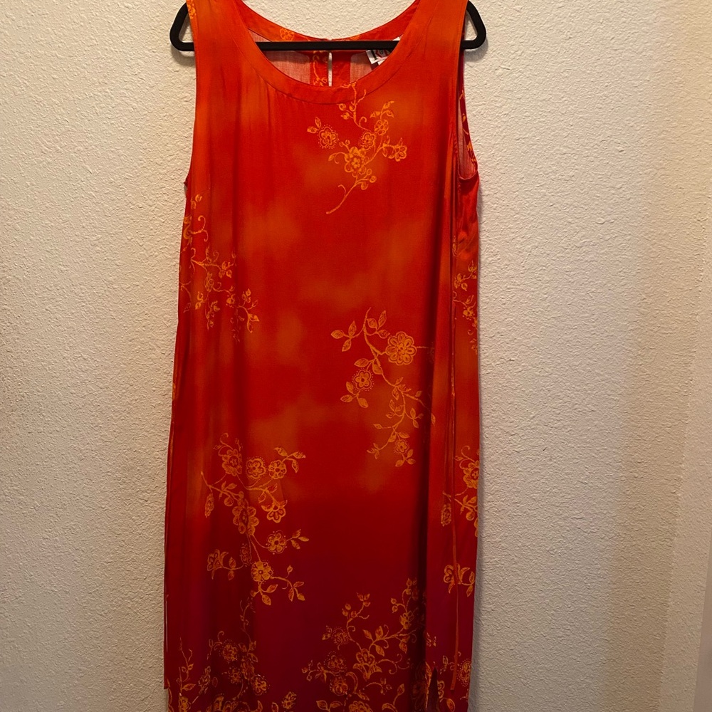 Summer maxi dress (never worn). Beaded design on flowers at bottom. Size 18